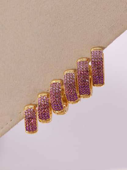Stainless Steel Geometric Round Zircon Earrings – Multicolor Sparkle Hoop Earrings | WANTI Jewelry
