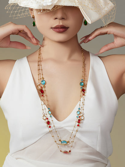 Stainless Steel Oval Gemstone Jewelry Series – Long Pendant Necklace · Bracelet · Drop Earrings | WANTI Jewelry