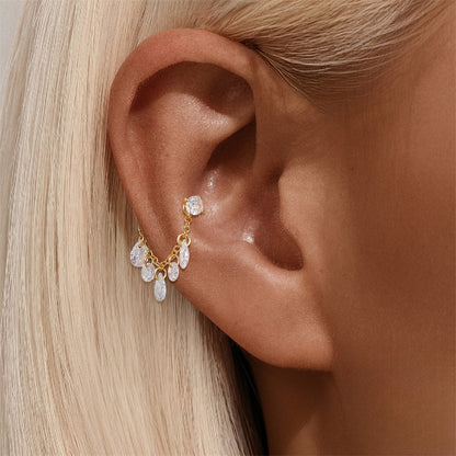 ASTM F136 multi-layers Waterdrop Tassel Pendant Cartilage Chain Piercing Earrings Accessories