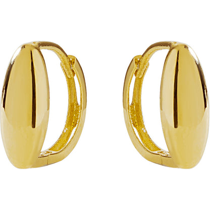 14K Solid Gold Coffee Bean Oval Earrings – Minimalist Everyday Hoop Pair