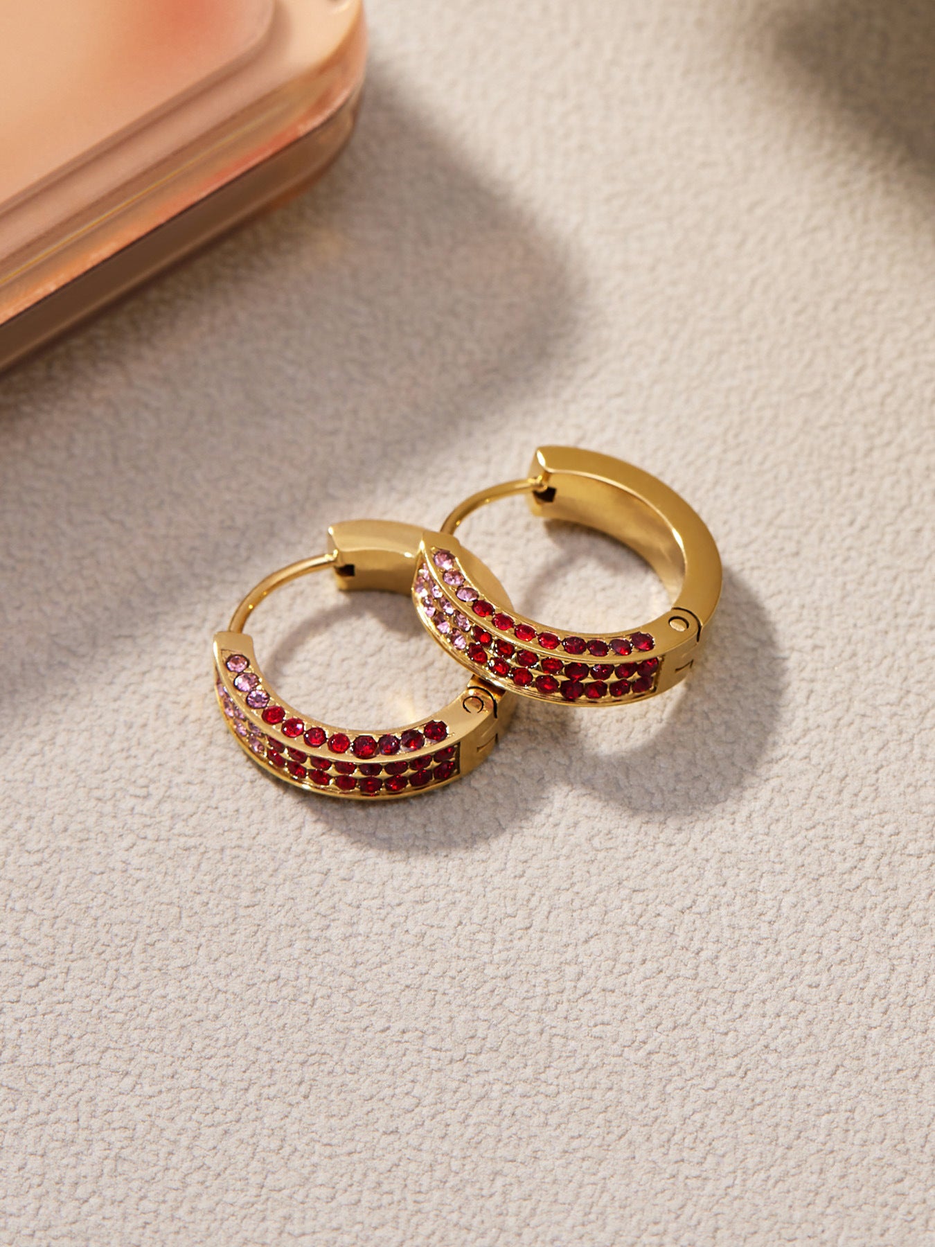 Stainless Steel U-Shaped Zircon Earrings – Colorful High-End Fashion Jewelry Hoop Set