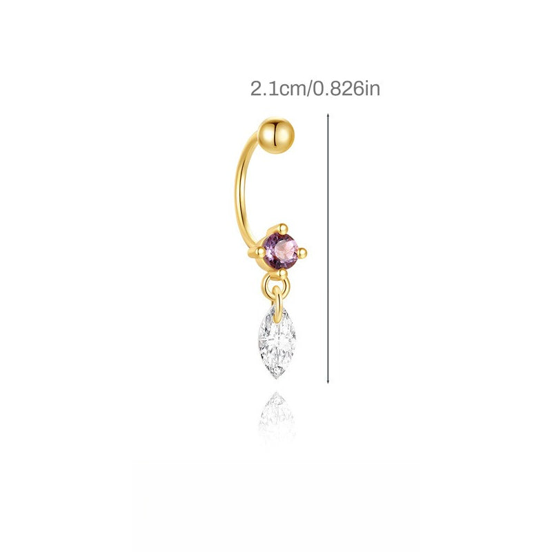 ASTM F136 C-shaped Small Stone Bead Cartilage Piercing Earrings