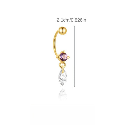 ASTM F136 C-shaped Small Stone Bead Cartilage Piercing Earrings