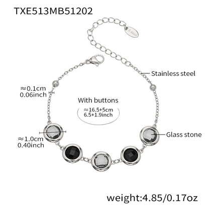 Candy Color Glass Stone Jewelry Set – Stainless Steel Necklaces, Bracelets & Earrings