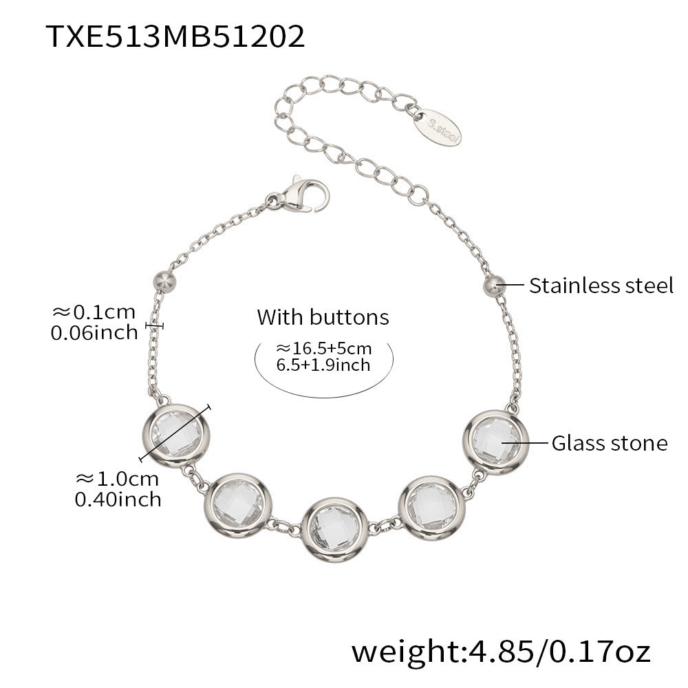 Candy Color Glass Stone Jewelry Set – Stainless Steel Necklaces, Bracelets & Earrings