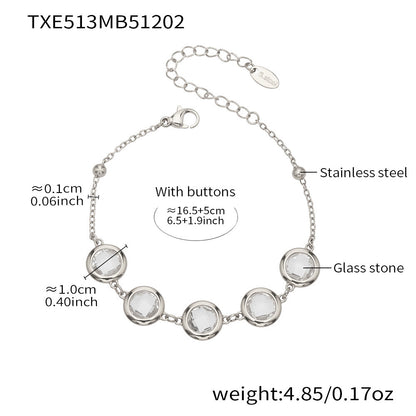 Candy Color Glass Stone Jewelry Set – Stainless Steel Necklaces, Bracelets & Earrings