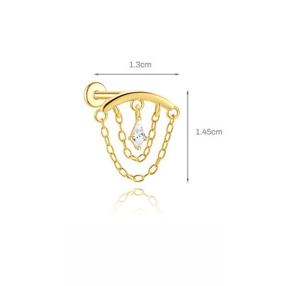ASTM F136 Tassel Star  Moon Zircon Flat back threadless Cartilage Piercing Earring