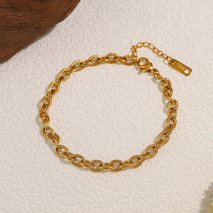 18K Gold Plated Stainless Steel Cross Chunky Chain Bracelet – High-End Fashion Statement Jewelry for Women