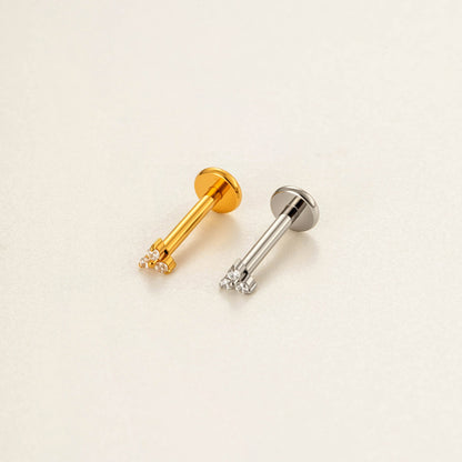 Implant Grade ASTM F136 Titanium Threadless Push Pin Zircon Flat Back Stud | Minimal Helix Cartilage Tragus Lip Piercing Jewelry