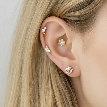 Implant Grade ASTM F136 Titanium Delicate CZ Flat Back Stud | Internal Thread Ear & Lip Piercing Jewelry