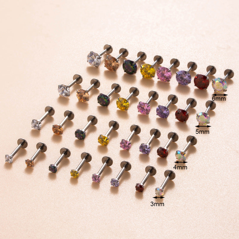 Minimalist Titanium Cartilage Barbell with Zircon – Hypoallergenic Piercing Jewelry