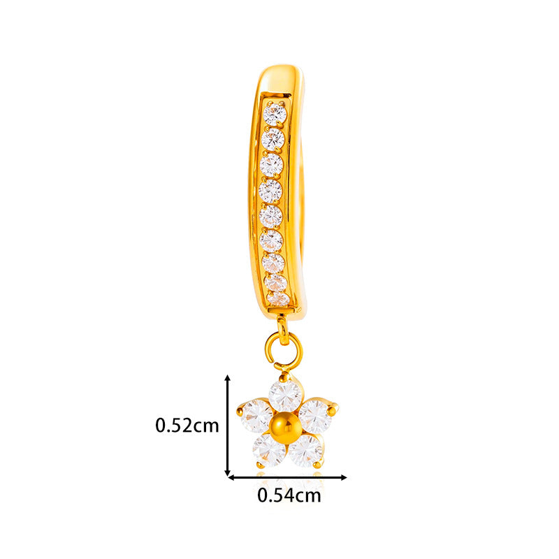 G23/F136 Titanium Belly Button Ring with Cubic Zirconia Flower Dangle | Stylish Navel Piercing Jewelry