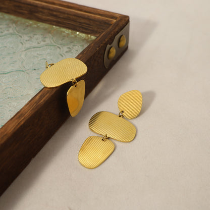 Irregular Geometric Textured Drop Earrings – Stainless Steel Modern Minimalist  Earrings