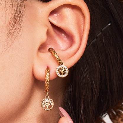 Stainless Steel Zircon Hoop Earrings Set – Creative Fashion Huggie Hoop Dangle Earrings | High-Quality Plated Jewelry