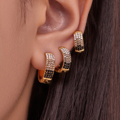Stainless Steel Geometric Round Zircon Earrings – Multicolor Sparkle Hoop Earrings | WANTI Jewelry