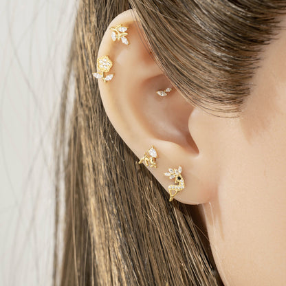 Implant Grade G23 ASTM F136 Titanium Micro CZ Flat Back Cartilage Stud | Internal Thread 16G Helix Tragus Earring