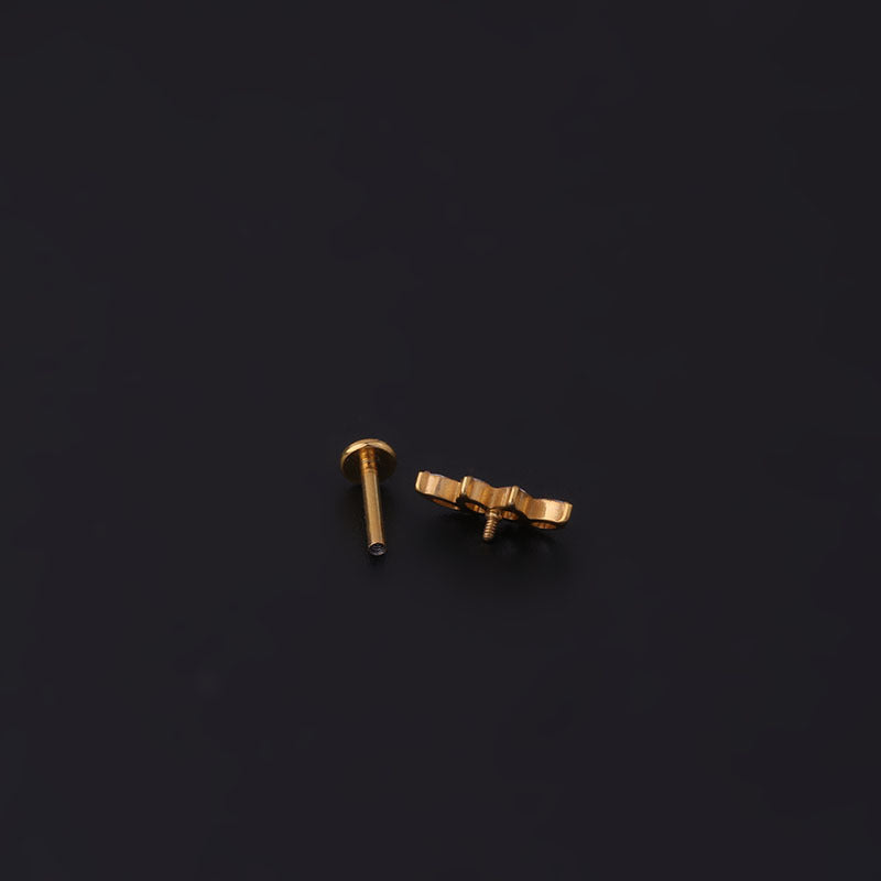 Implant Grade G23 ASTM F136 Titanium Teardrop CZ Labret Stud | Internal Thread Flat Back 16G