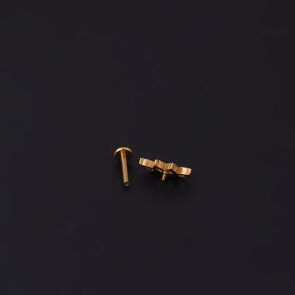 Implant Grade G23 ASTM F136 Titanium Teardrop CZ Labret Stud | Internal Thread Flat Back 16G