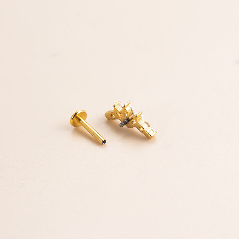 G23 Titanium Internally Threaded CZ Cartilage Stud – Hypoallergenic, Lightweight, Durable Piercing Jewelry