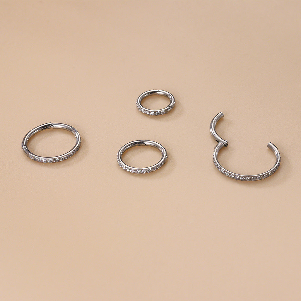 Titanium CZ Hinged Segment Ring Nose Hoop Ear Cartilage Clicker ASTM F136 16G Piercing Jewelry