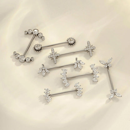 G23 Titanium Nipple Ring with CZ Gem | F136 Implant Grade Barbell Piercing Jewelry