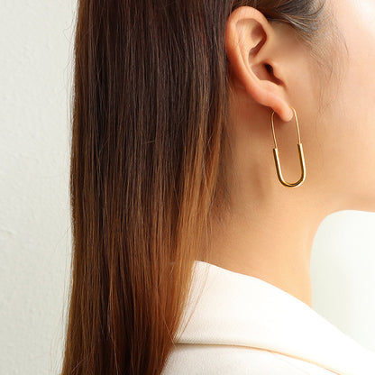 Stainless Steel Paperclip Earrings Set – Minimalist High-End Design, Gold & Silver Colors, Fashion Statement Jewelry for Women