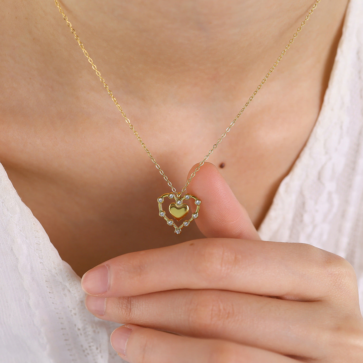 18K Gold Plated Stainless Steel Crystal Pendant Necklace | Heart, Star, Tree of Life & Leaf Designs | Elegant Gift Jewelry for Women