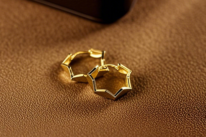14K Gold Honeycomb Geometric Earrings – Set of 5 Pairs | Lightweight & Hypoallergenic