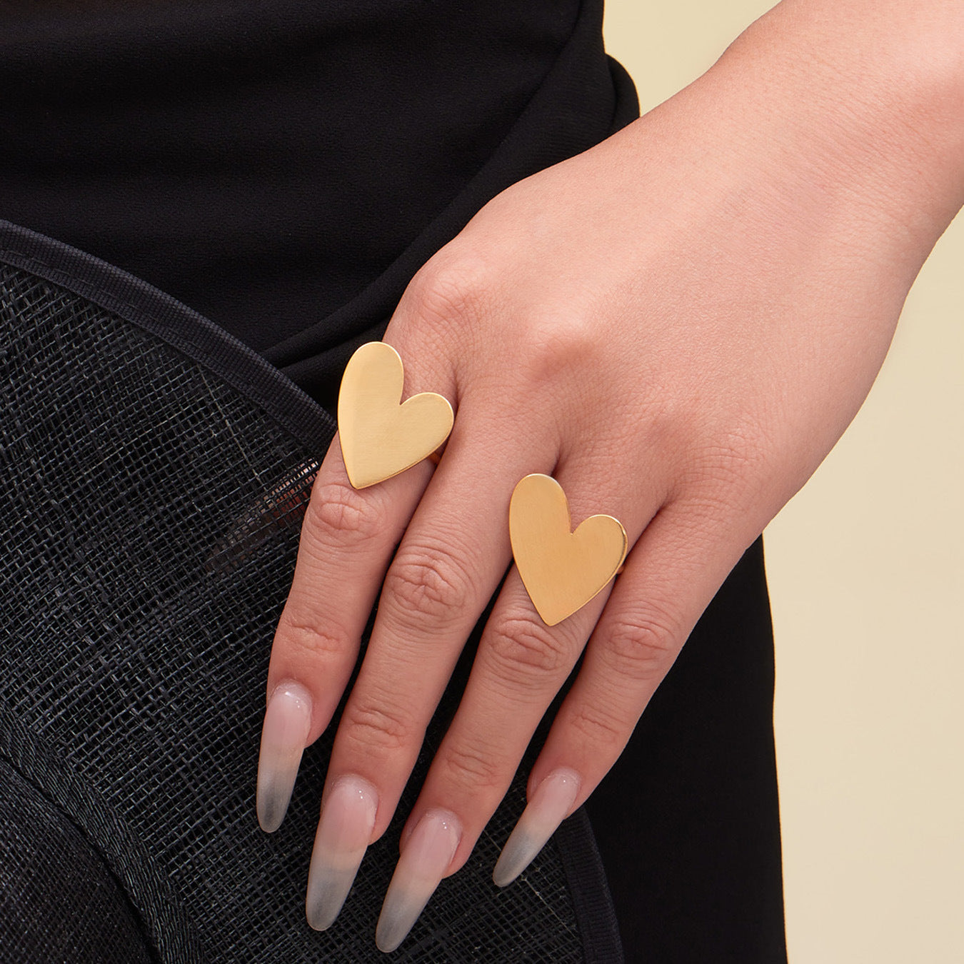 Stainless Steel Heart Sweater Chain Jewelry Set – Long Heart Necklace + Heart Earrings + Heart Ring | Fashion Gift Set