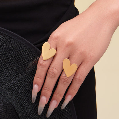 Stainless Steel Heart Sweater Chain Jewelry Set – Long Heart Necklace + Heart Earrings + Heart Ring | Fashion Gift Set