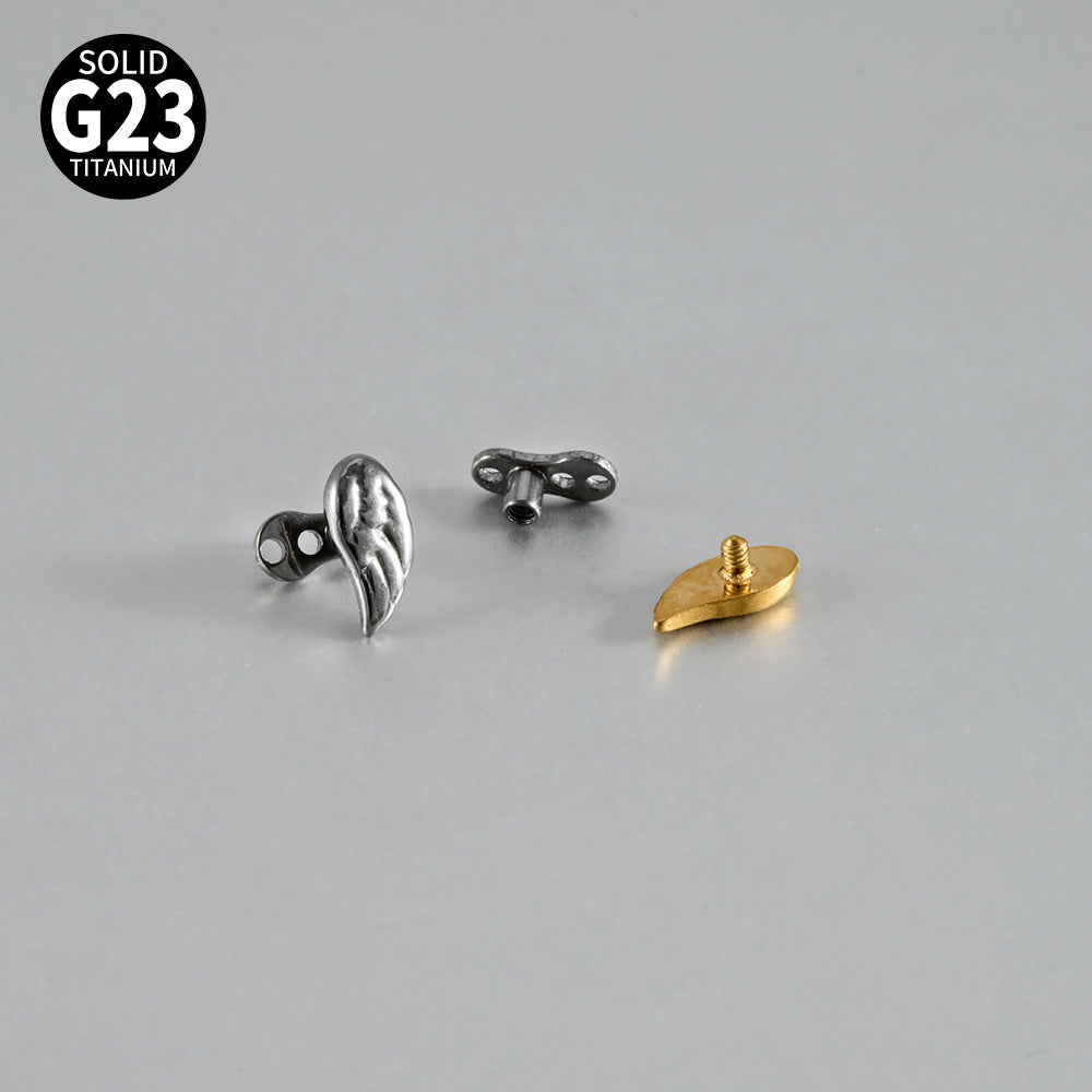 ASTM F136 Titanium Angel Wing Dermal Top – Internally Threaded Micro Dermal Anchor Jewelry for Collarbone & Surface Piercing