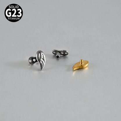 ASTM F136 Titanium Angel Wing Dermal Top – Internally Threaded Micro Dermal Anchor Jewelry for Collarbone & Surface Piercing