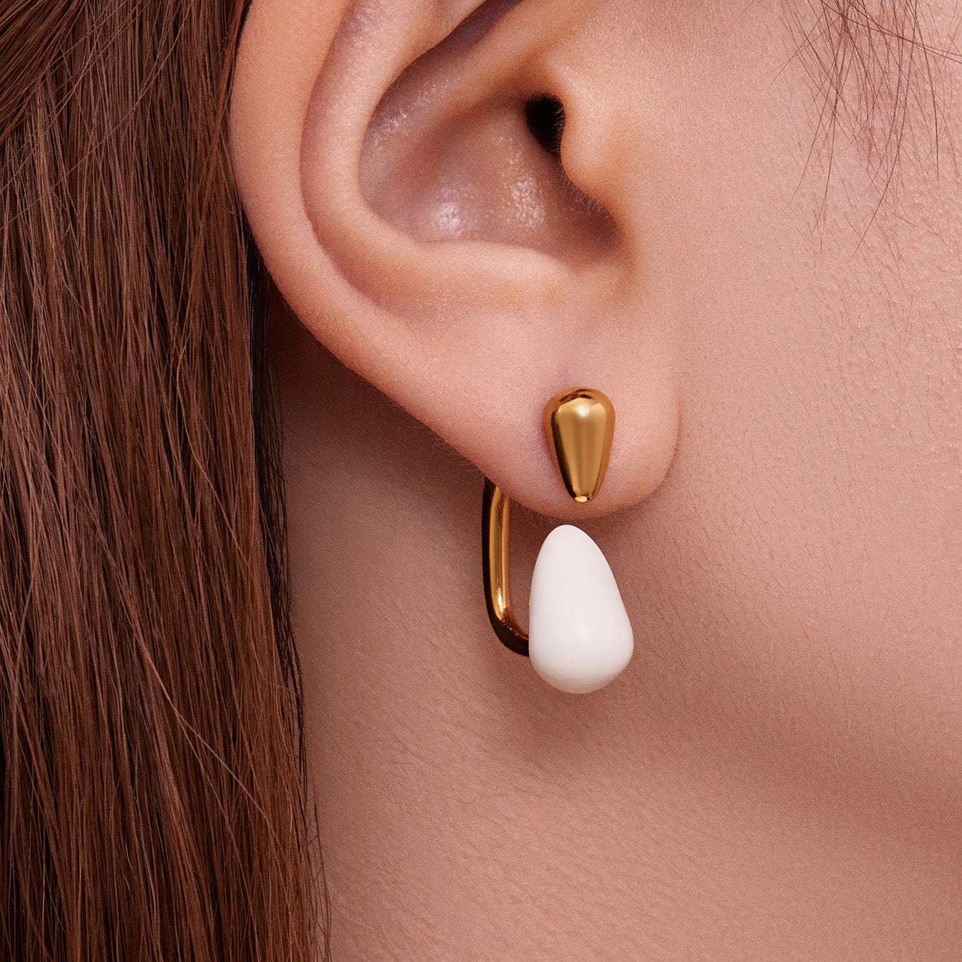 Stainless Steel Enamel Water Drop Earrings – Multicolor Teardrop Studs | Trendy Statement Earrings | WANTI Jewelry
