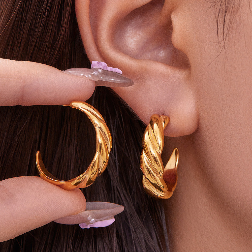 Stainless Steel Spiral Drop Earrings with Enamel Drip – Modern Colorful Twist Hoop Earrings for Women | WANTI Jewelry