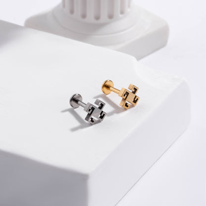 G23/F136 Titanium Crown Internal-Thread Labret & Cartilage Stud — 8 Designs | Gold & Silver
