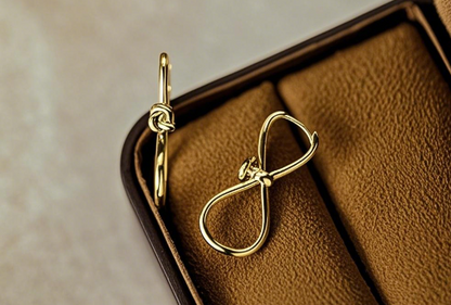 14K Two-Tone Rose Gold Twisted Flower Earrings | Elegant Floral Design for Women