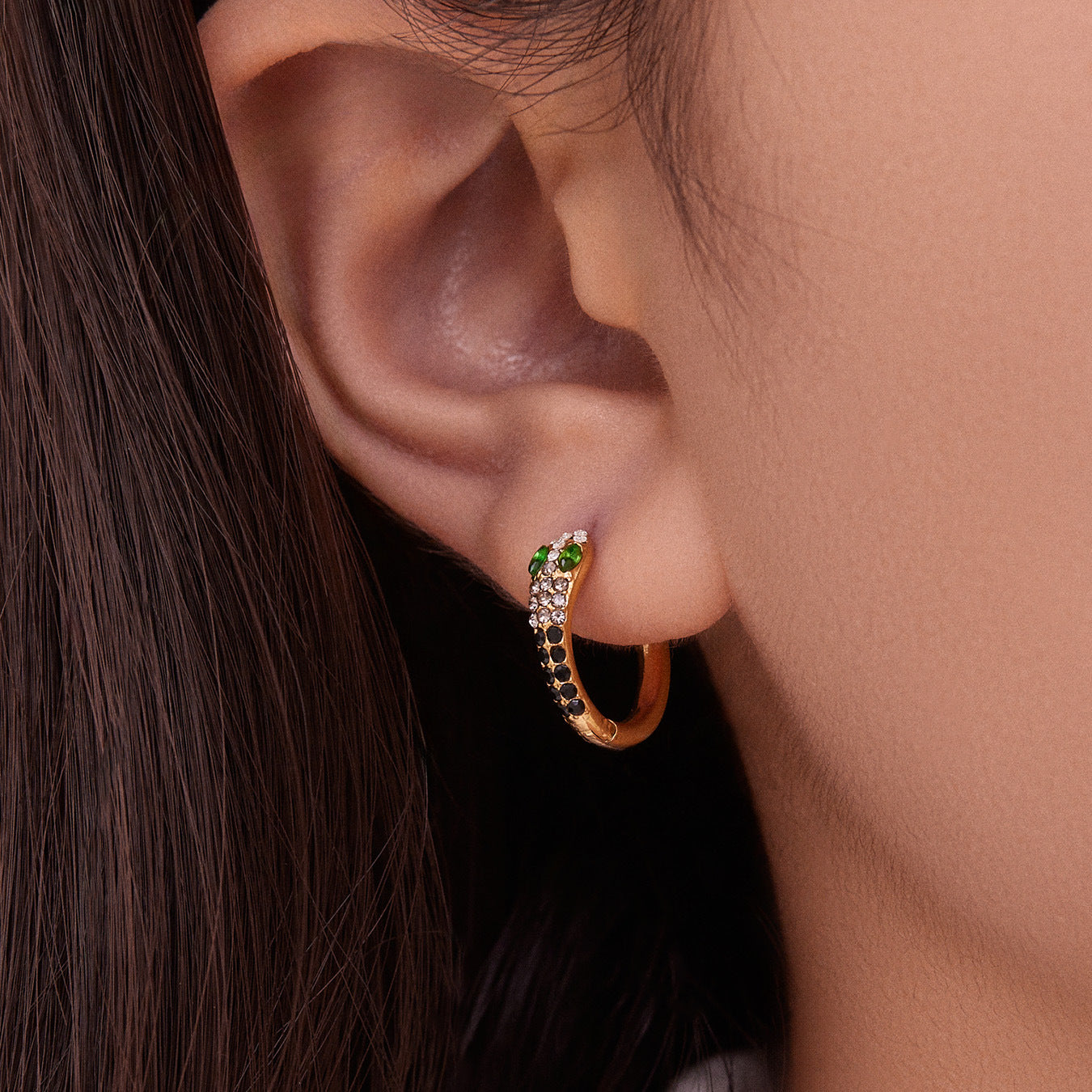 Colorful Zircon Snake Hoop Earrings | Stainless Steel Serpent Earrings Set – WANTI Jewelry
