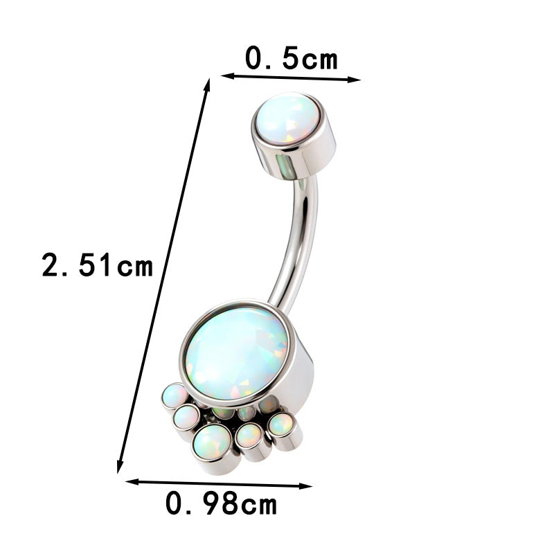 G23/F136 Titanium Belly Button Ring with Zircon & Opal | Internally Threaded Navel Piercing Jewelry
