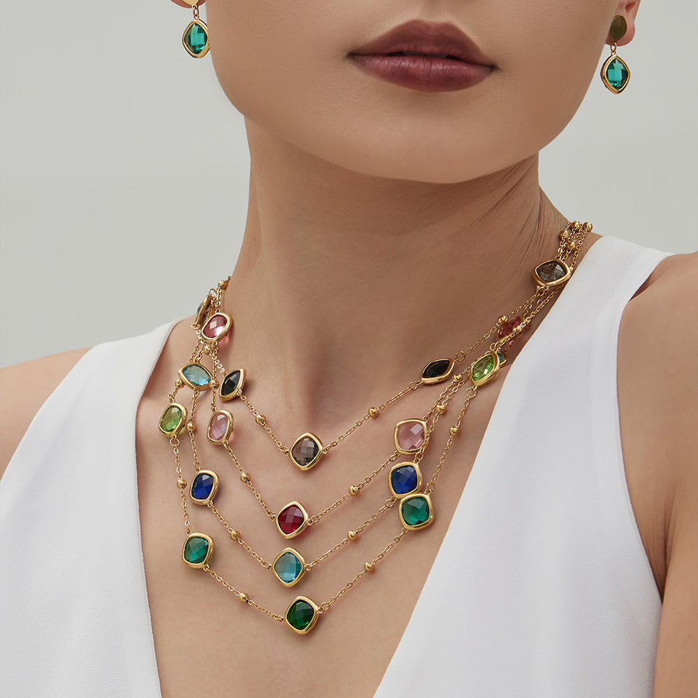 Modern Geometric Glass Jewelry | Stainless Steel Necklaces, Bracelets & Earrings