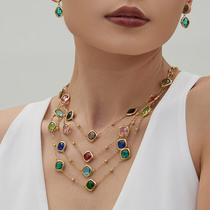 Modern Geometric Glass Jewelry | Stainless Steel Necklaces, Bracelets & Earrings