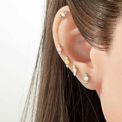 G23/F136 Titanium Opal Flat Back Labret Stud | Colorful Opal Piercing Jewelry for Lip & Ear