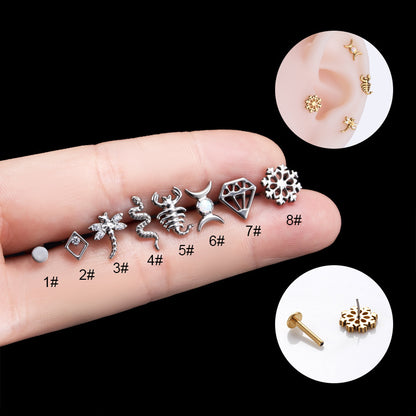 G23 Titanium Push-In Flat Back Stud – Hypoallergenic Cartilage Piercing Earring