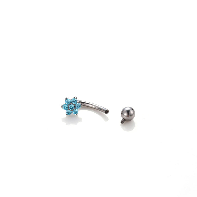 G23 Titanium CZ Flower Belly Button Ring – Internally Threaded Navel Piercing Jewelry