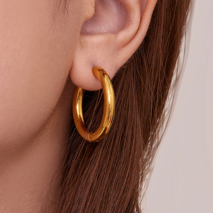 Statement Stainless Steel Hoop Earrings – Bold Geometric Circle Earrings, Modern Minimalist Jewelry for Women