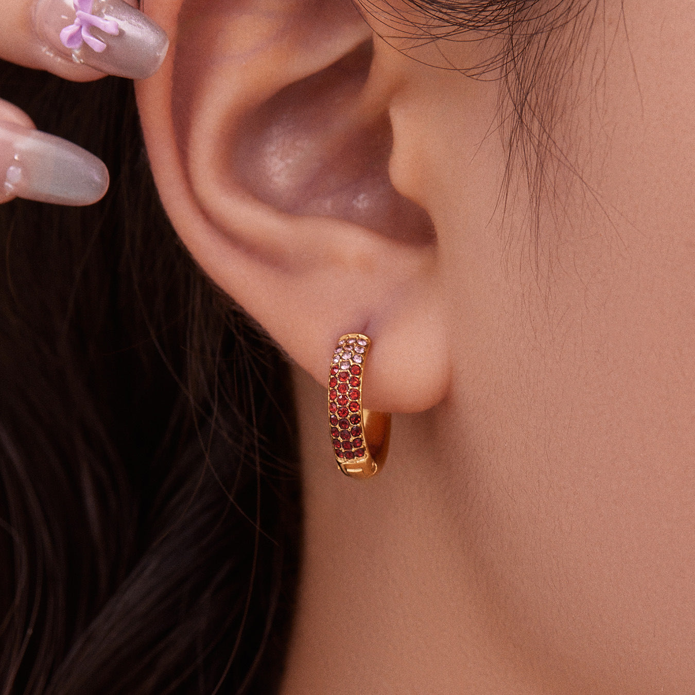 Stainless Steel Colorful Zircon Round Hoop Earrings Set — Minimal Classic Luxury Hoops