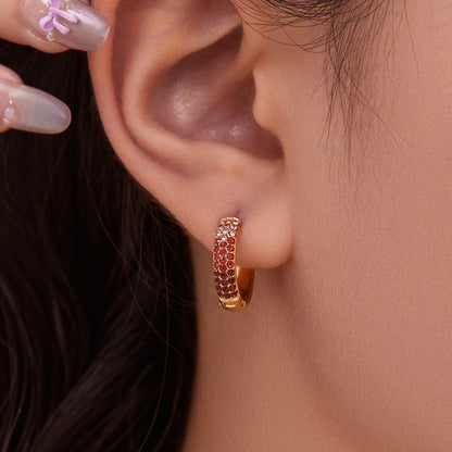 Stainless Steel Colorful Zircon Round Hoop Earrings Set — Minimal Classic Luxury Hoops