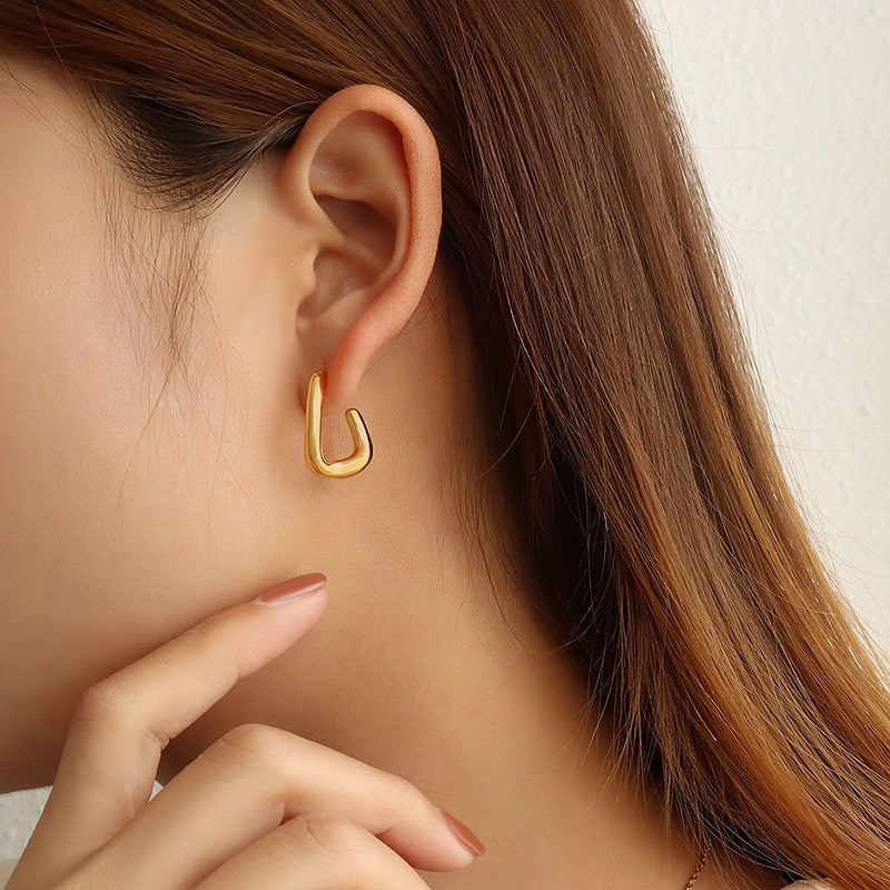 Geometric Circle Stainless Steel Hoop Earrings – Minimalist & Chic Fashion Jewelry