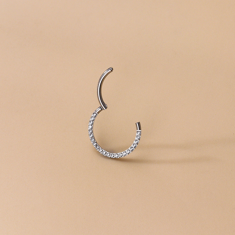 Implant Grade ASTM F136 Titanium CZ Hinged Segment Ring Nose Hoop Ear Cartilage Clicker Piercing Jewelry 16G