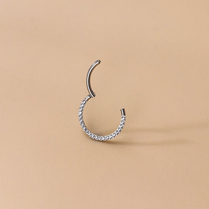 Implant Grade ASTM F136 Titanium CZ Hinged Segment Ring Nose Hoop Ear Cartilage Clicker Piercing Jewelry 16G
