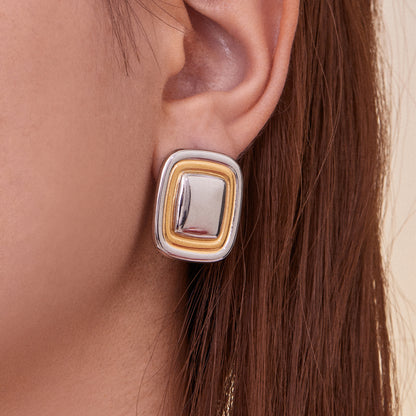 Stainless Steel Retro Geometric Earrings | Figure-8 & Square Shaped Minimalist Hoop Earrings | High-End Fashion Jewelry